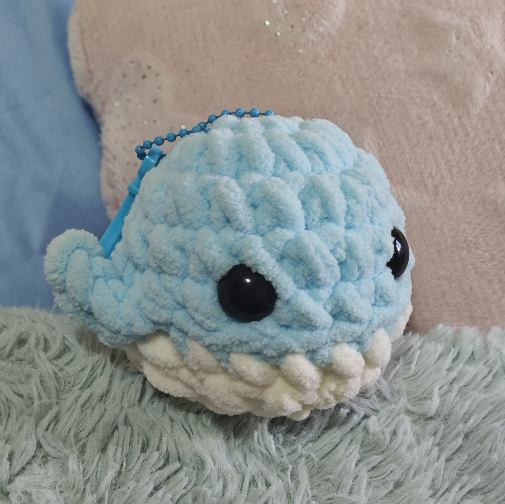 Light Blue Baby Whale Crochet Keychain